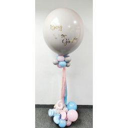 Arreglo de globo gigante con helio personalizado para revelación de sexo  - 1