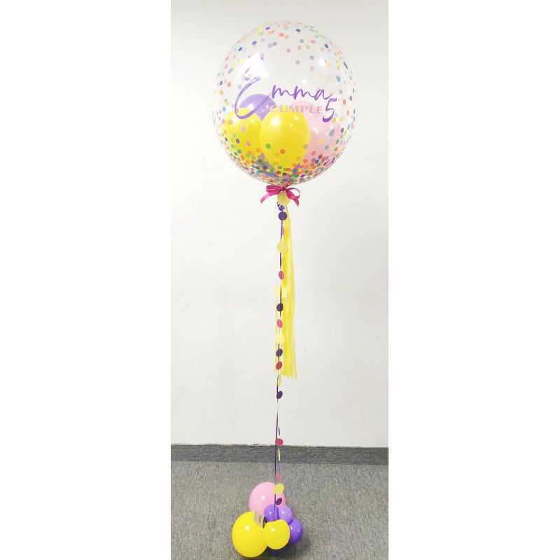 Globo confetti de 61 cm personalizado para cumpleaños infantil  - 3