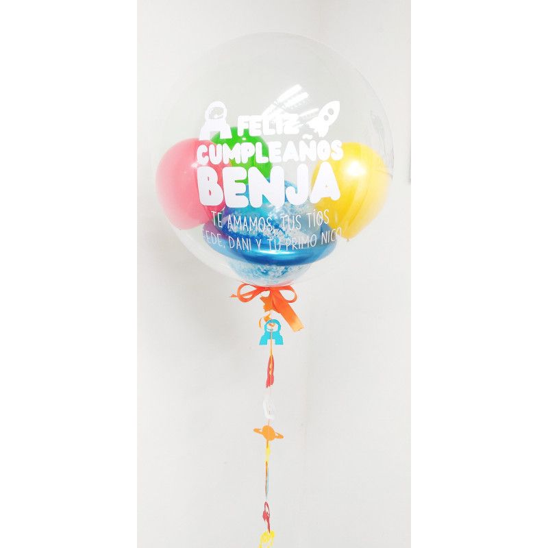 Globo confetti de 61 cm personalizado para cumpleaños infantil  - 4
