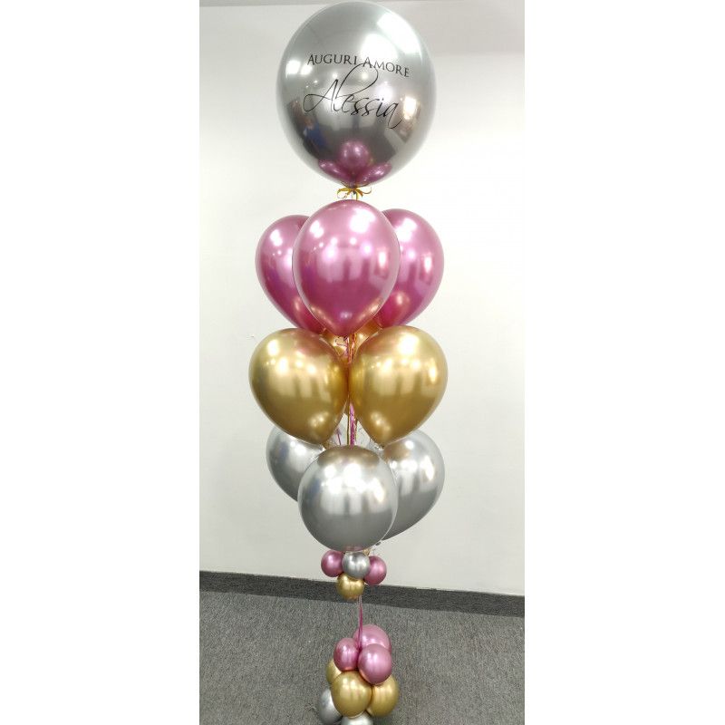 Bouquet de globos de helio con globo personalizado  - 1