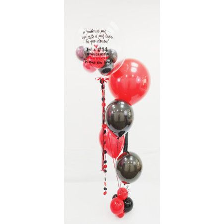 Bouquet de globos de helio con globo confetti personalizado  - 1