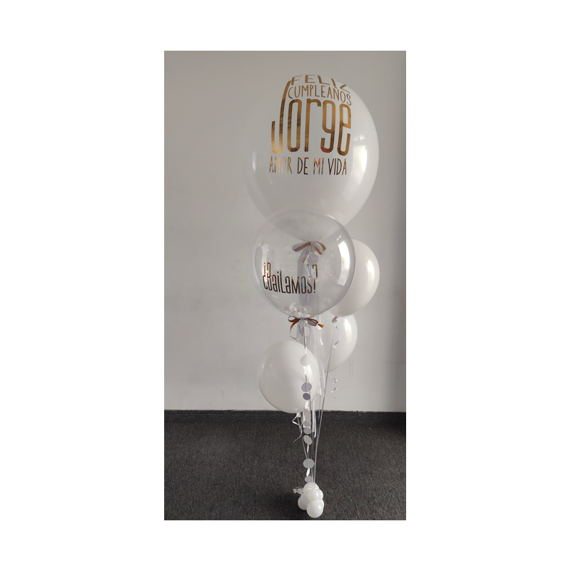 Bouquet de globos de helio con  globo principal de 60 cm personalizado  - 1