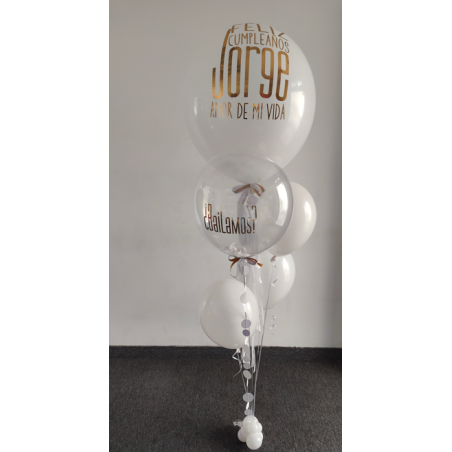 Bouquet de globos de helio con  globo principal de 60 cm personalizado  - 1