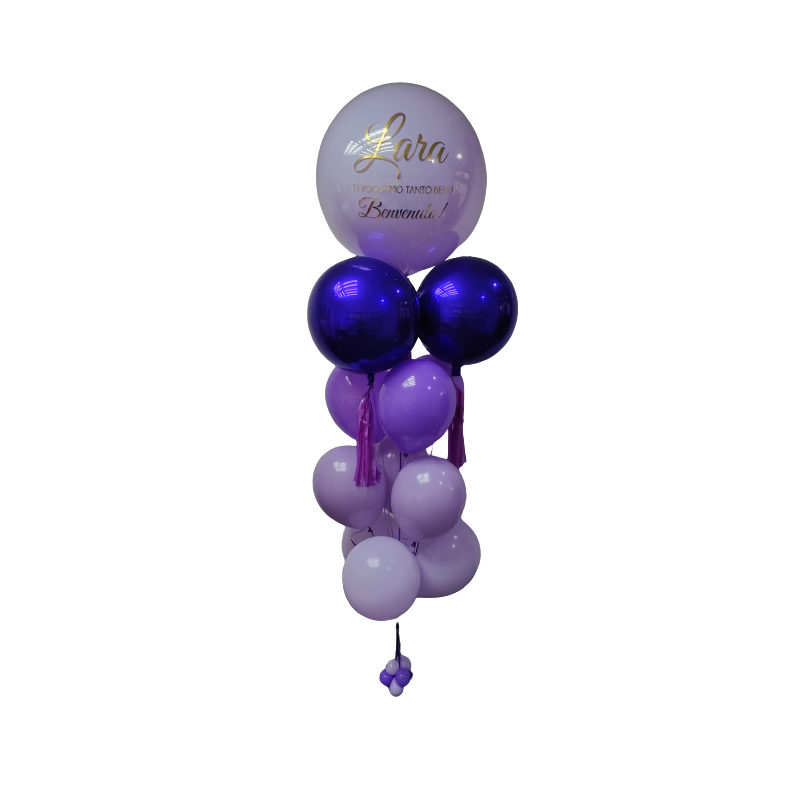 Bouquet de globos de helio con globo plastificado personalizado  - 1
