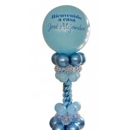 Arreglo de globos de aire tipo pedestal con globo gigante personalizado  - 1