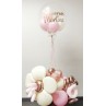 Arreglo de globos de aire con flor y Globo Confetti pequeño personalizado  - 1