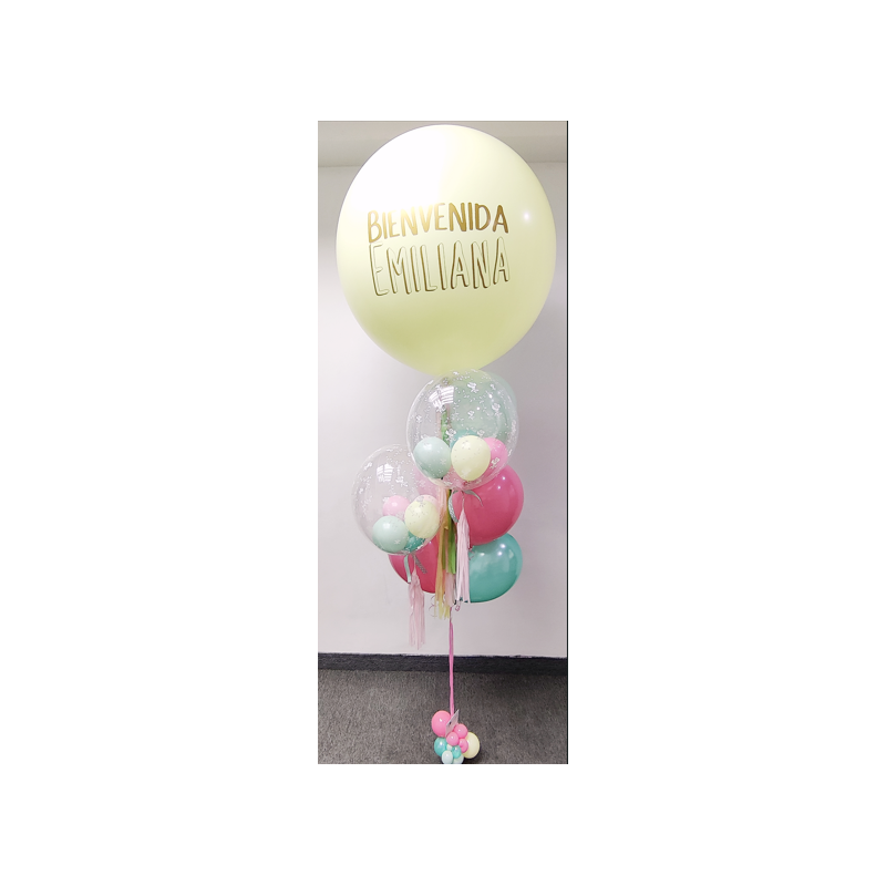 Gran bouquet de globos de helio con globo gigante personalizado  - 1