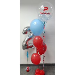 Arreglo de globos personalizado + Un globo en forma de número con helio  - 1
