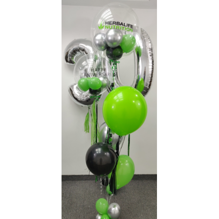 Arreglo de globos personalizado + Dos globos en forma de números con helio  - 1