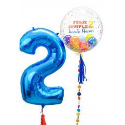 Globo Confetti personalizado + Un globo en forma de número con helio  - 1