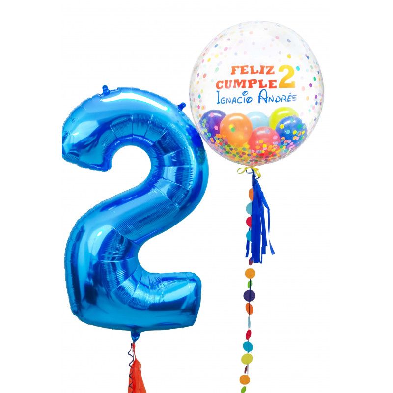 Globo Confetti personalizado + Un globo en forma de número con helio  - 1