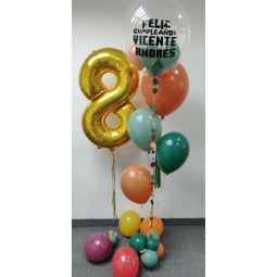 Arreglo de globos de helio personalizado + Un globo de número con helio  - 1