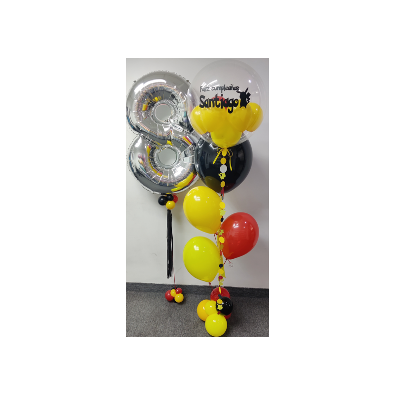 Arreglo de globos de helio personalizado + Un globo de número con helio  - 2