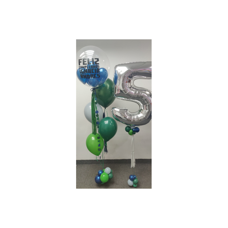 Arreglo de globos de helio personalizado + Un globo de número con helio  - 4