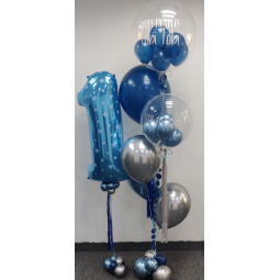 Bouquet de globos de helio con doble personalización + Un número con helio  - 1