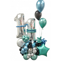 Arreglo de globos de aire y helio con globos de números  - 1