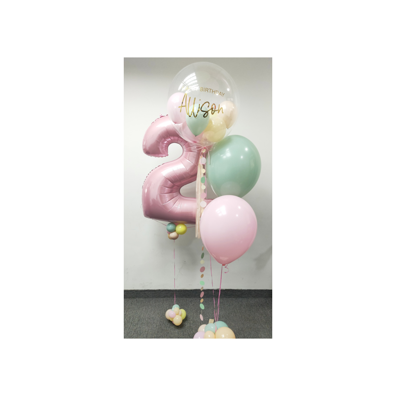 Bouquet de globos de helio personalizado con un globo número  - 1