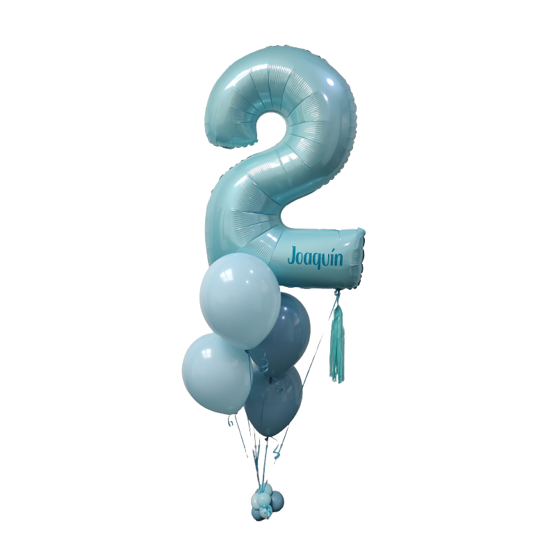 Bouquet de globos de helio con número personalizado  - 1