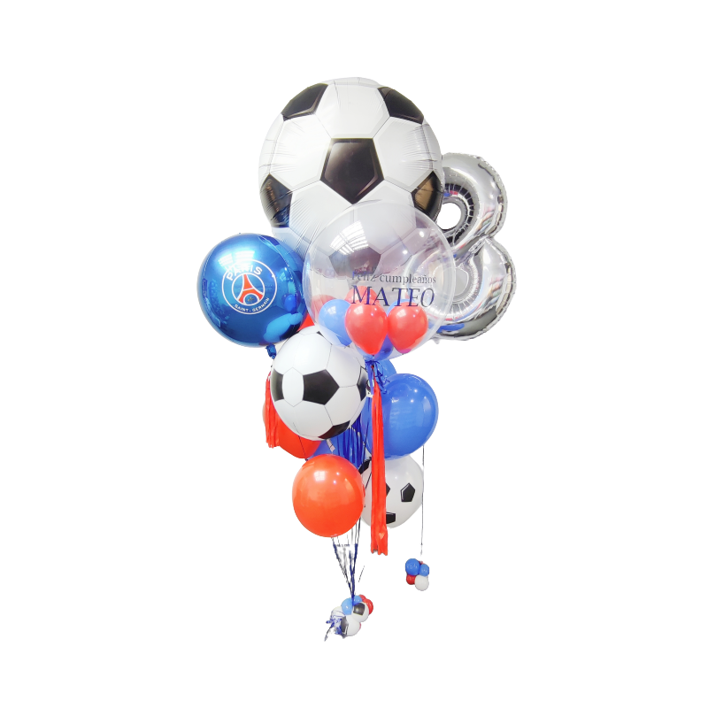 Gran bouquet de globos de fútbol con doble personalización  - 1