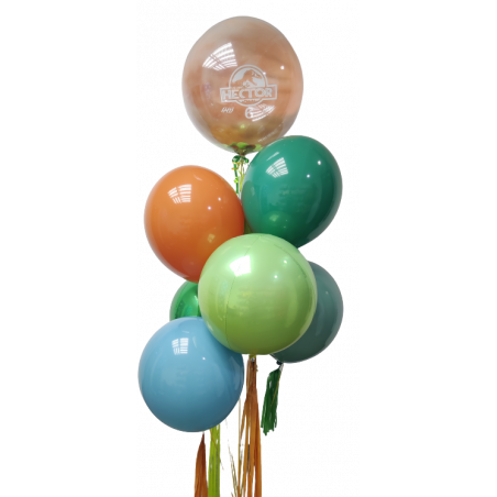 Bouquet de globos de helio con Globo Confetti de personalización artística  - 1