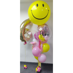 Gran Bouquet de globos Carita Feliz personalizado con un globo en forma de número  - 1