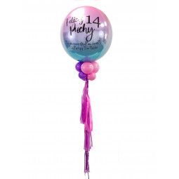 Globo metalizado con helio personalizado y ornamentos  - 2