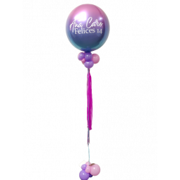 Globo metalizado con helio personalizado y ornamentos  - 1