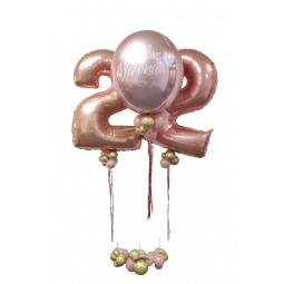 Globo grande metalizado de helio personalizado + 2 Globos en forma de números  - 2