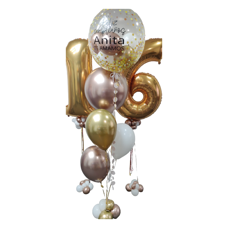 Bouquet de globos de helio personalizado con números  - 3