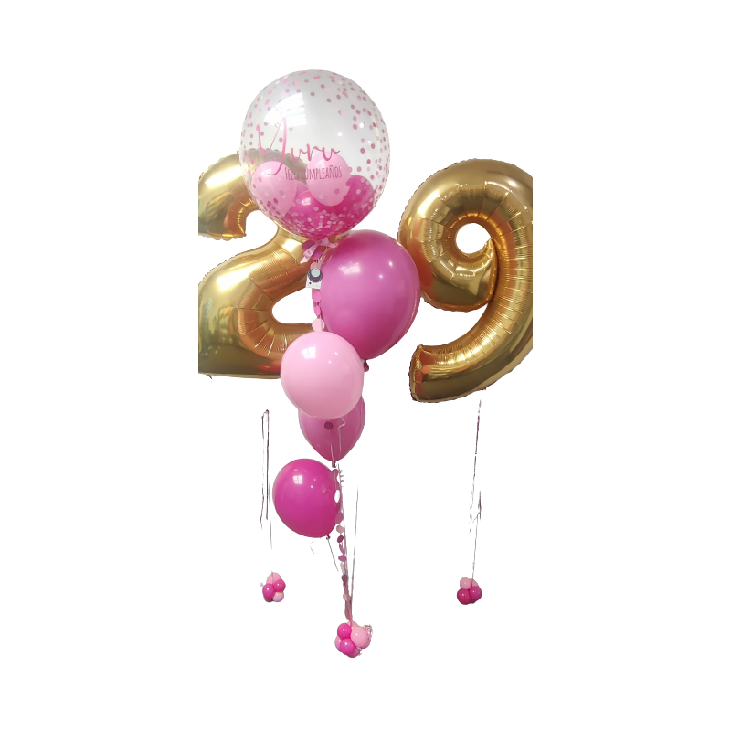 Bouquet de globos de helio personalizado con números  - 4