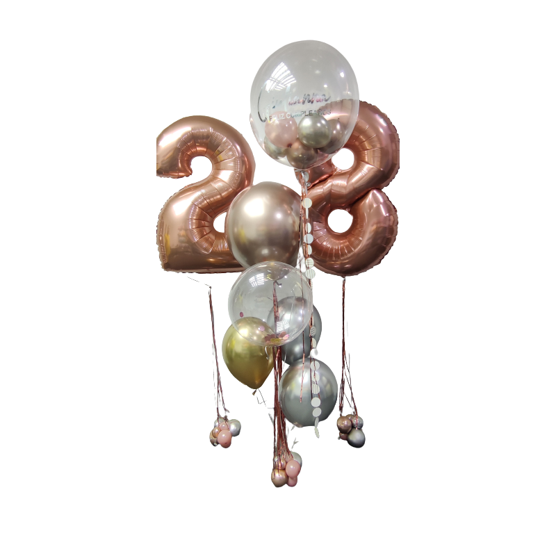 Bouquet de globos de helio con doble personalización + Dos números con helio  - 3
