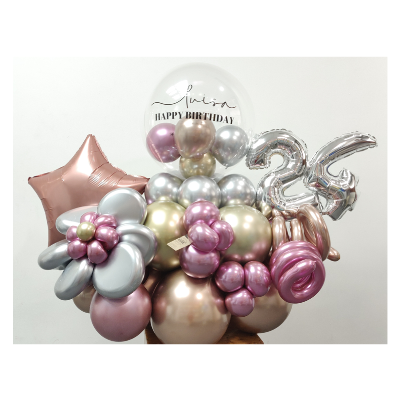 Arreglo de globos de helio personalizado con ornamentos adicionales  - 2