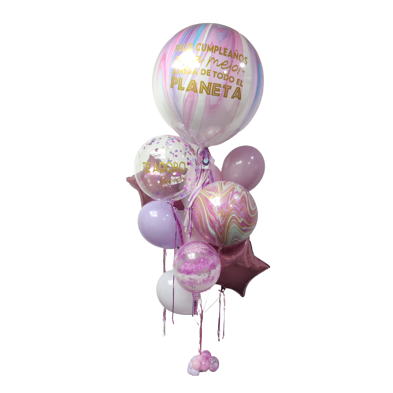 Gran Bouquet de globos de helio con dos globos personalizados  - 1