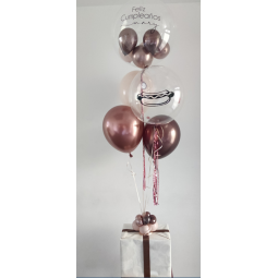 Bouquet de globos de helio con doble globo personalizado  - 1