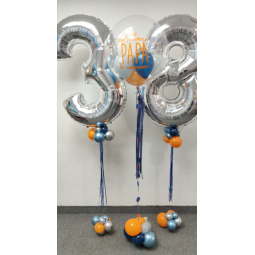 Globo Confetti personalizado + 2 Globos de números con helio  - 2