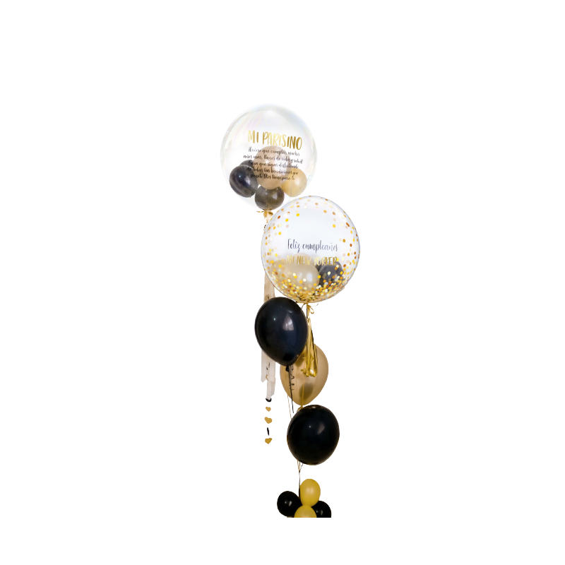 Bouquet de globos de helio con doble Globo Confetti personalizados  - 5