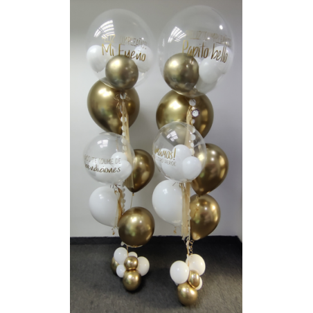 Bouquet de globos de helio con doble Globo Confetti personalizados  - 6