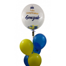 Bouquet de globos de helio con Globo Confetti pequeño personalizado  - 4