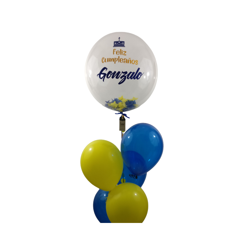 Bouquet de globos de helio con Globo Confetti pequeño personalizado  - 4