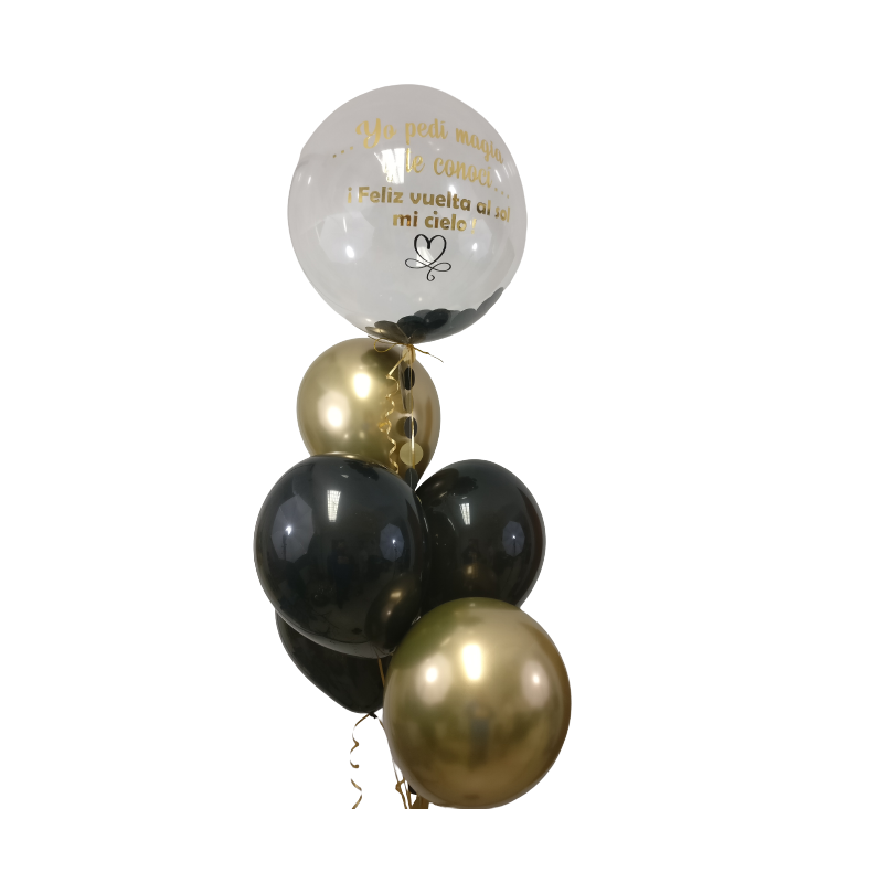 Bouquet de globos de helio con Globo Confetti pequeño personalizado  - 5