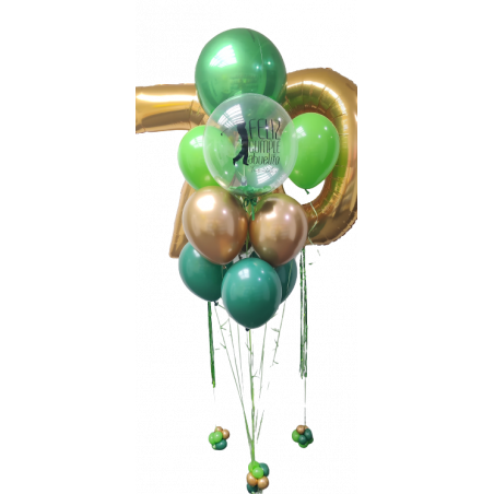Bouquet de globos con helio con Globo Confetti personalizado y dos globos de números  - 2