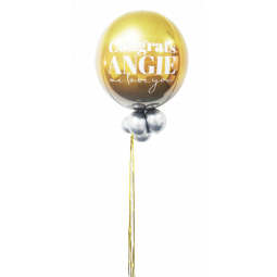 Globo metalizado con helio personalizado y ornamentos  - 1