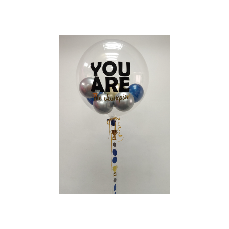Bouquet de globo transparente con confeti personalizado