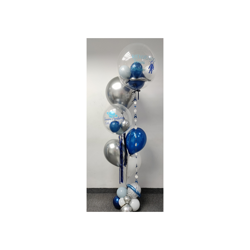 Bouquet de globos de helio con dos globos personalizados  - 9