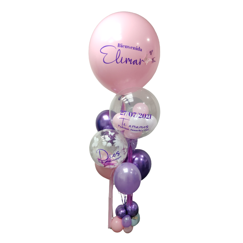 Gran bouquet de globos de helio a diferentes medidas y texturas con 3 personalizaciones  - 3