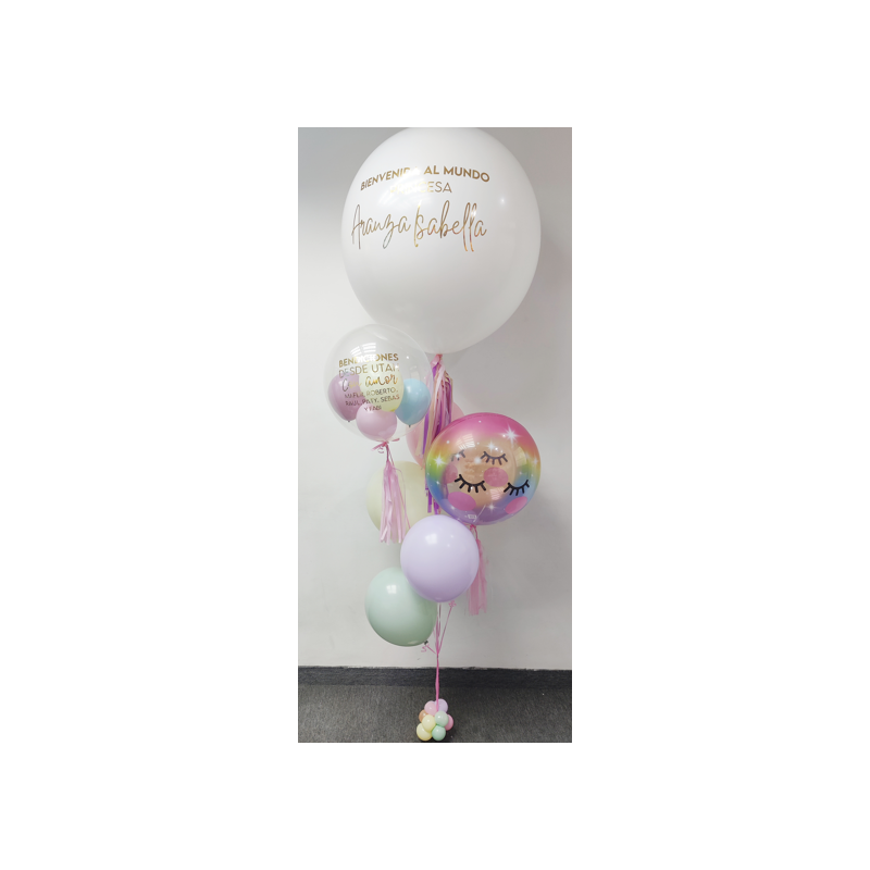 Gran bouquet de globos de helio a diferentes medidas y texturas con 3 personalizaciones  - 4