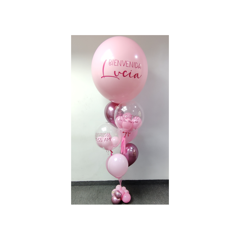 Gran bouquet de globos de helio a diferentes medidas y texturas con 3 personalizaciones  - 5