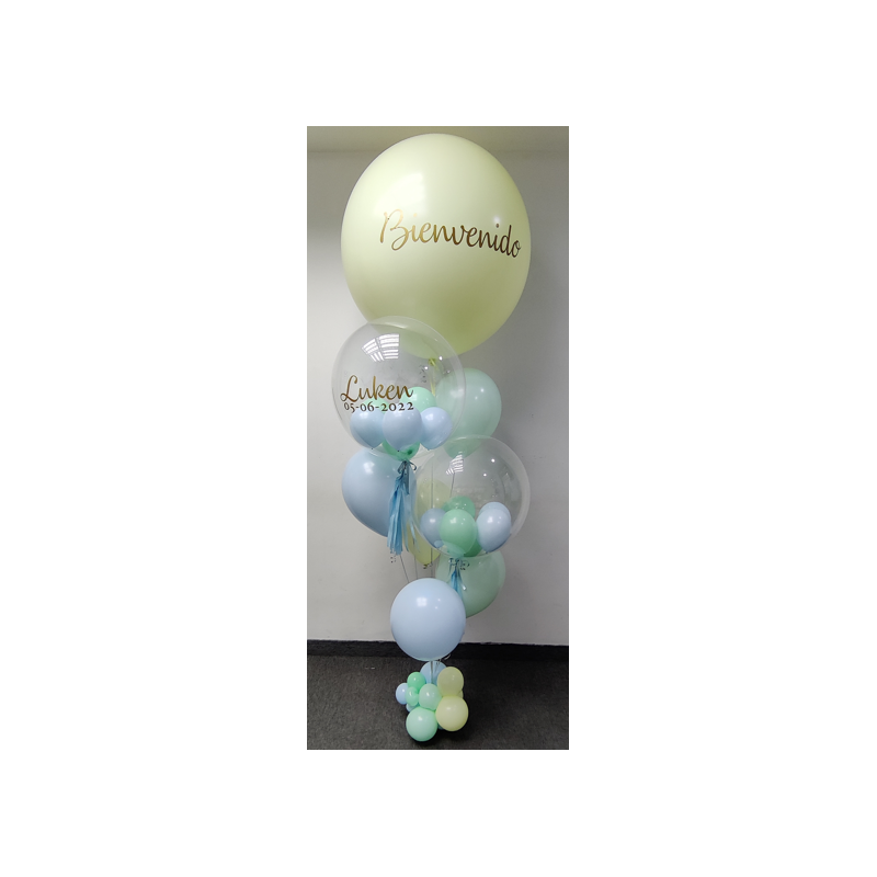 Gran bouquet de globos de helio a diferentes medidas y texturas con 3 personalizaciones  - 1