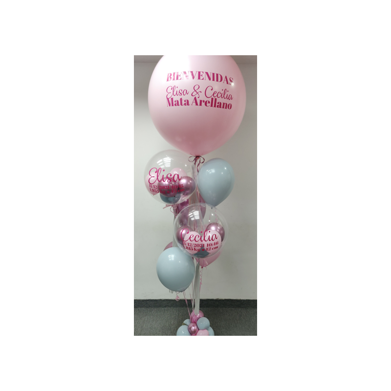 Gran bouquet de globos de helio a diferentes medidas y texturas con 3 personalizaciones  - 7
