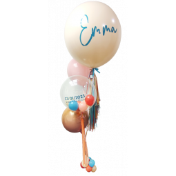 Bouquet de globos de helio con globo gigante y globo Confetti personalizados  - 2